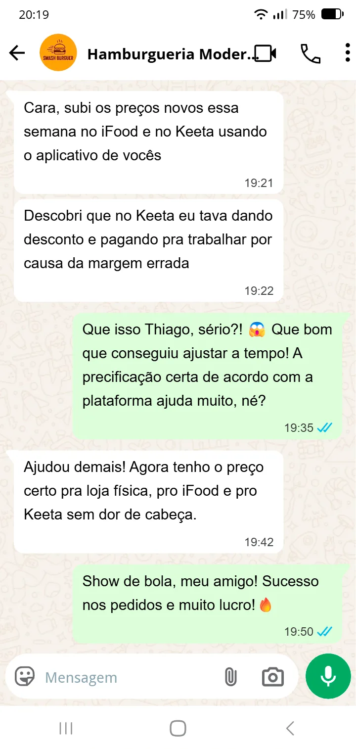 Conversa real de cliente da Precificação Certa — depoimento 2 de 5