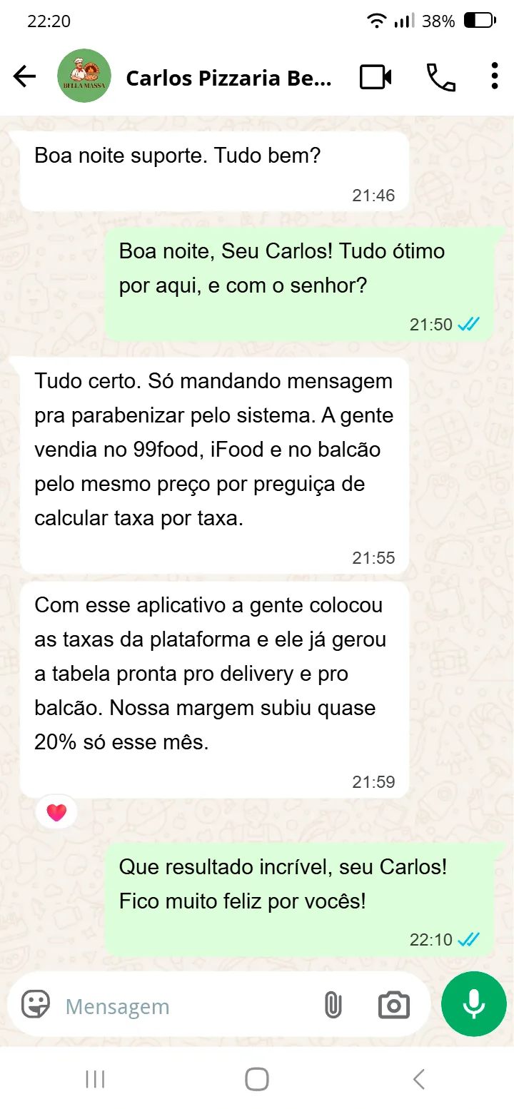 Conversa real de cliente da Precificação Certa — depoimento 3 de 5