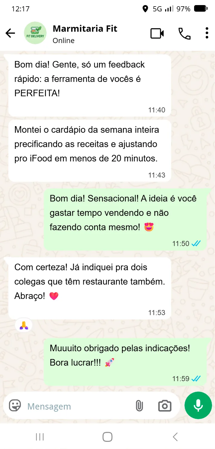 Conversa real de cliente da Precificação Certa — depoimento 4 de 5